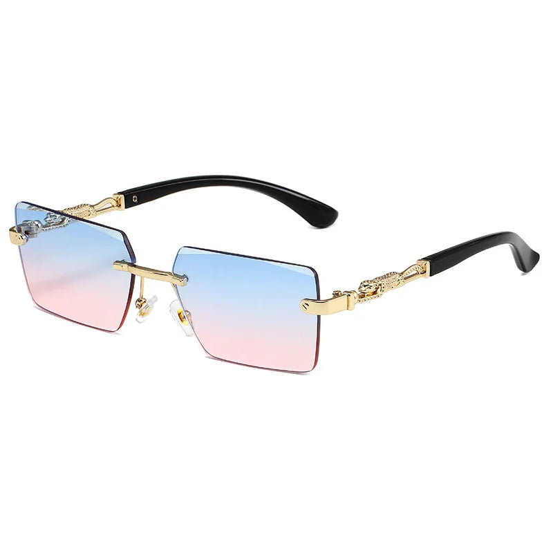 Gafas de Sol Rectangulares Sin Montura Unisex | Fashion Rimless UV400 Retro para Playa, Viajes y Deportes