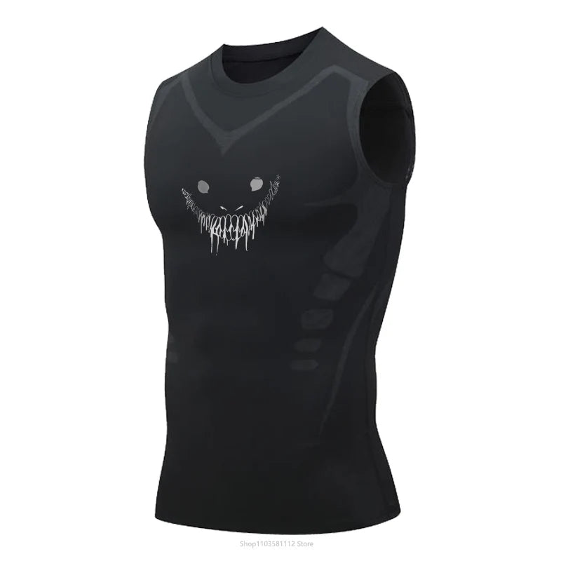 Camiseta Compresiva sin Mangas para Hombre – Tank Top de Gym, Fitness y Baloncesto con Malla y Secado Rápido