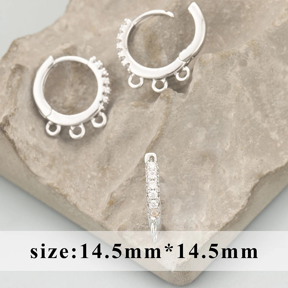 GUFEATHER 6pcs Accesorios de Joyería MG23 | Ganchos Cierre con Zirconias, Cobre Chapado en Oro 18K y Rodio PVD