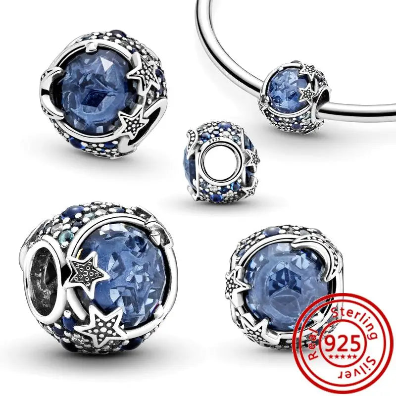 Charm Espacio y Galaxia en Plata 925 – Abalorios Astronauta, Planeta y Estrellas para Pulsera Original Mujer