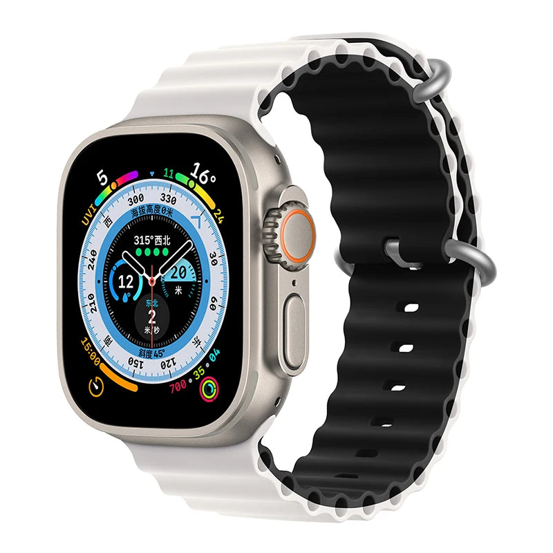 Correa Ocean de silicona para Apple Watch – Compatible Ultra 2, Series 10-5 (38mm-49mm)
