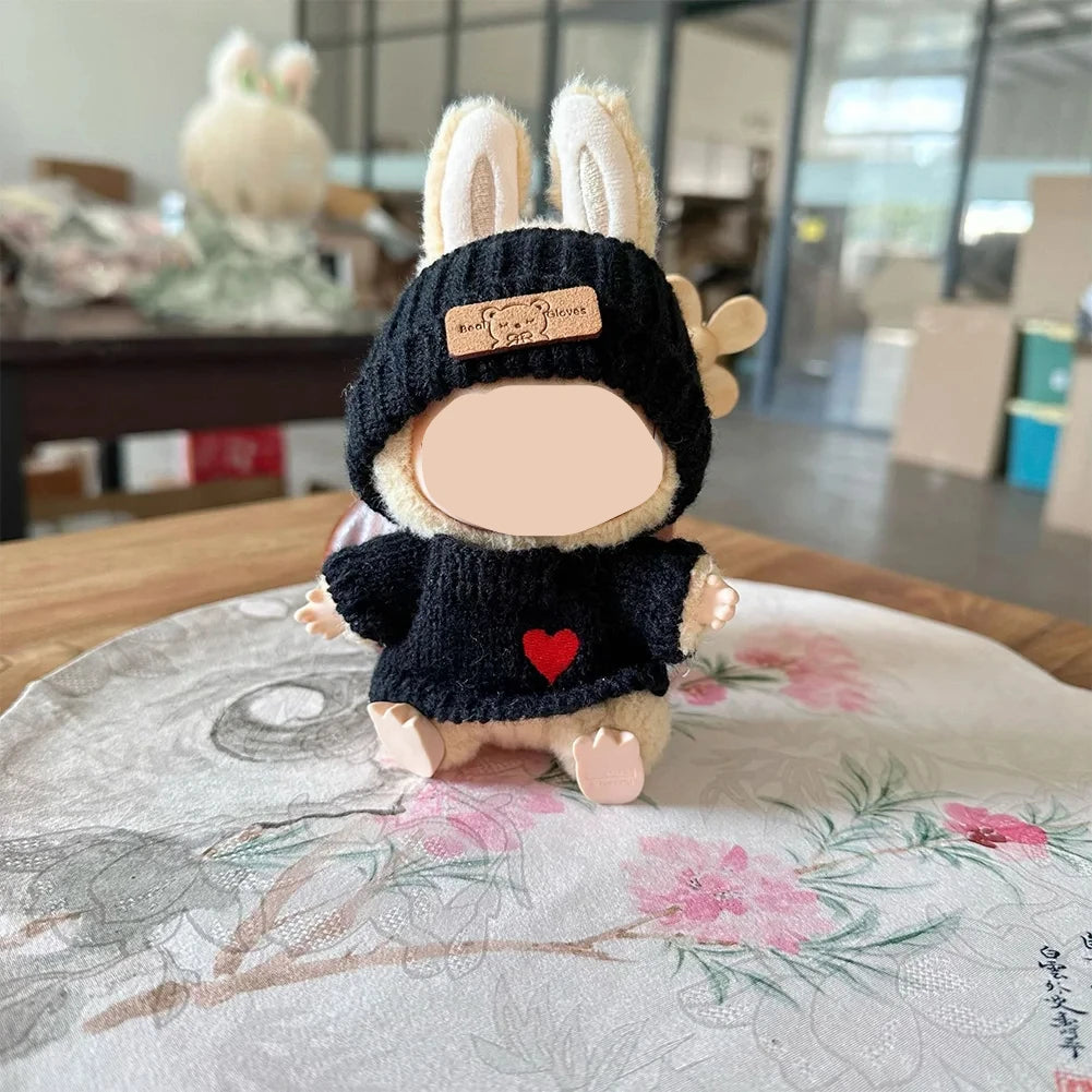 Accesorios Muñeca Conejito – Ropa Tejida con Gorro Orejas de Conejo y Suéter de Corazón para Juguetes y Coleccionistas