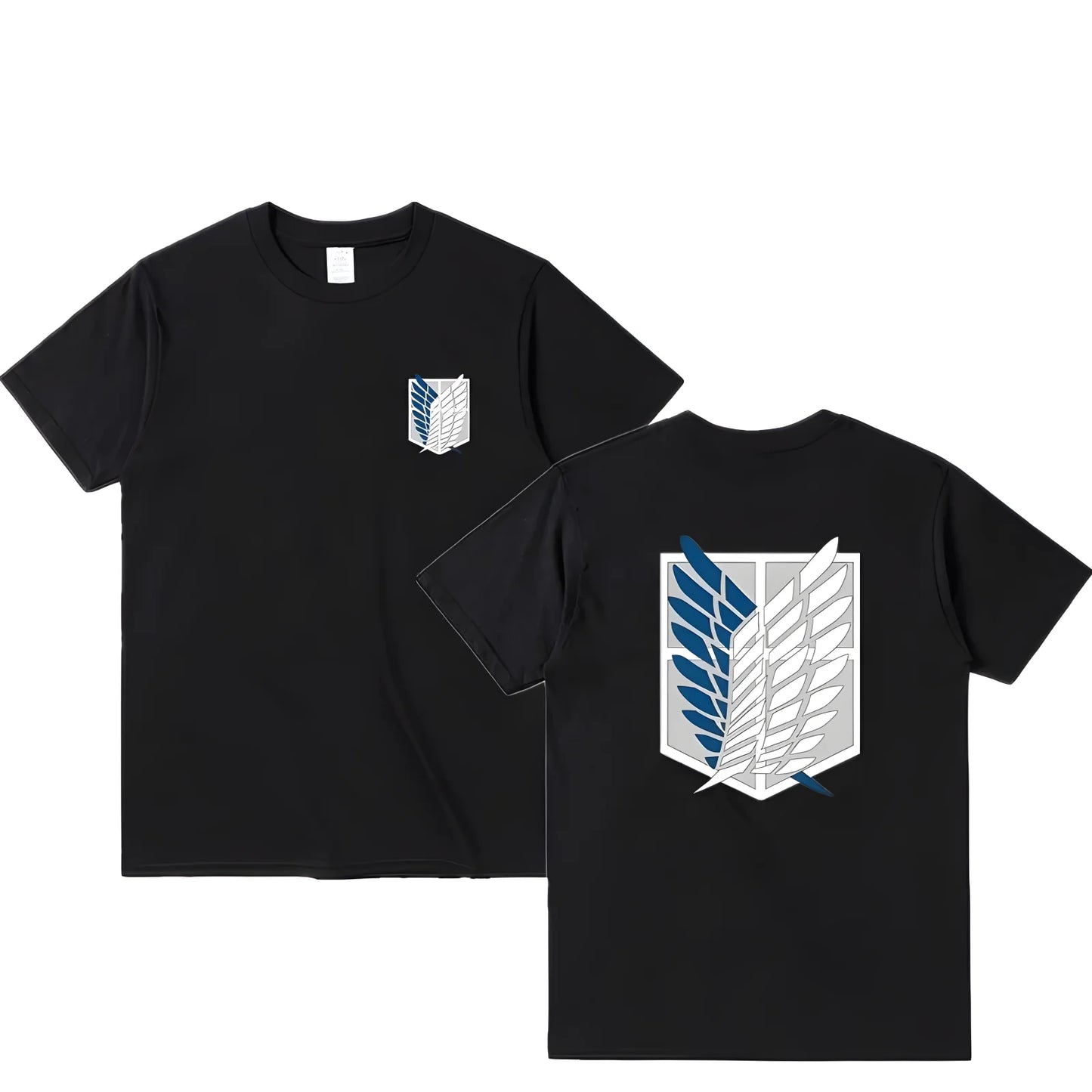 Camiseta Oversize Attack on Titan – T-shirt “Wings of Freedom” Mikasa & Eren, Algodón, Manga Corta, Cuello Redondo, Verano