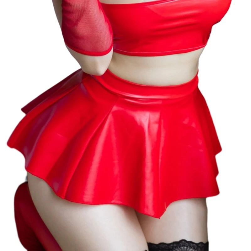 Falda Mini Mujer 2025 | Falda Sexy de PU con Plisados y Cintura Alta