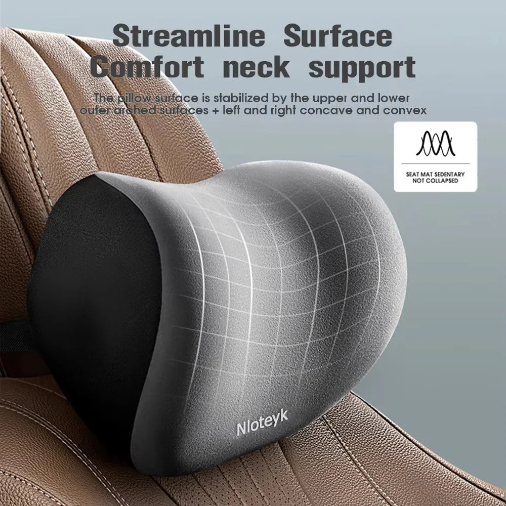 Cojín Ergonómico para Coche con Espuma Viscoelástica | Almohada de Cuello y Soporte Lumbar Transpirable para Asiento