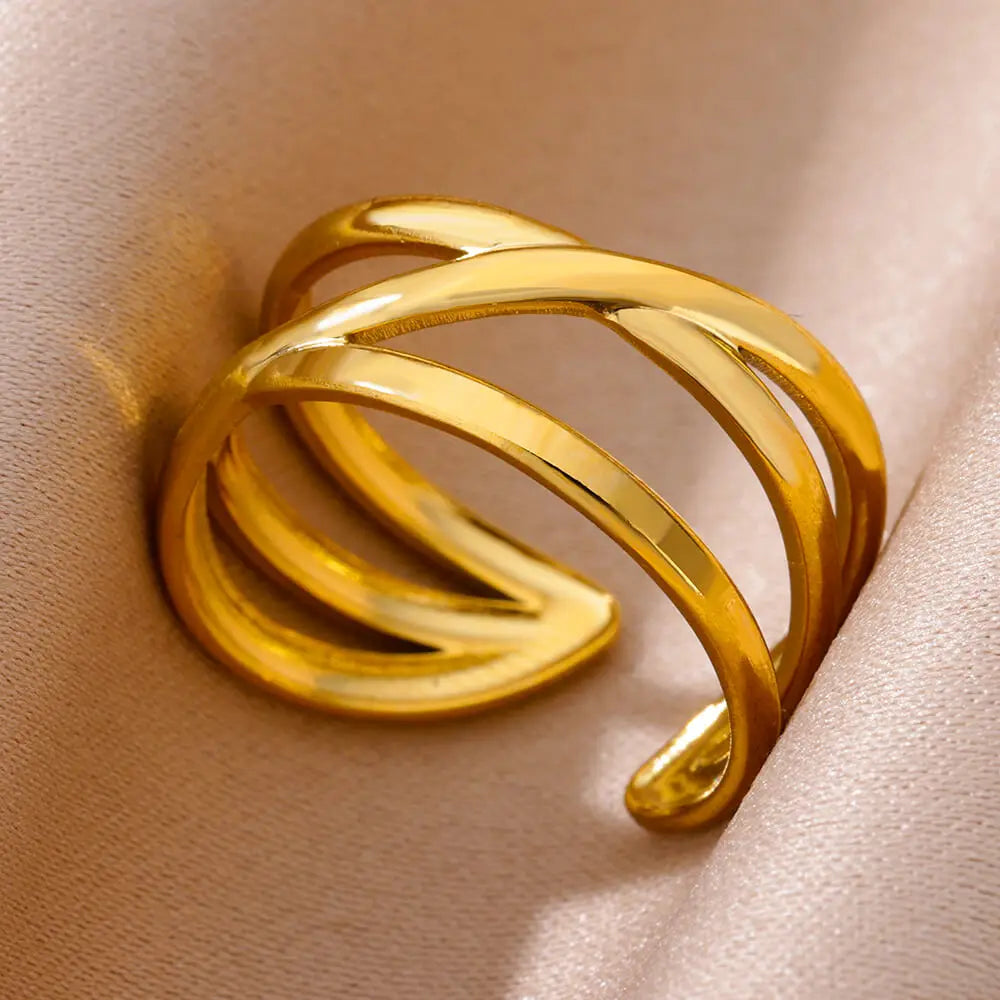 Anillos Clásicos de Acero Inoxidable 316L para Mujer - Color Dorado de Lujo Antialérgico y Duradero