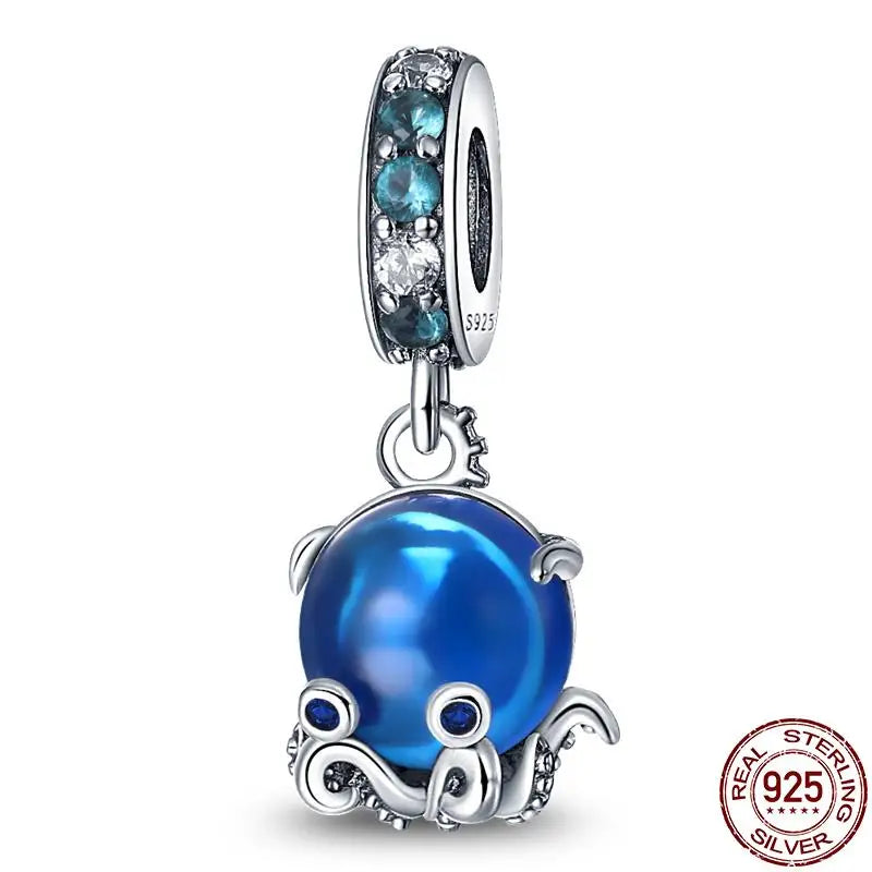 Charm camaleón y luciérnaga en plata 925 – Dije animal brillante, compatible Pandora, pulsera y collar mujer