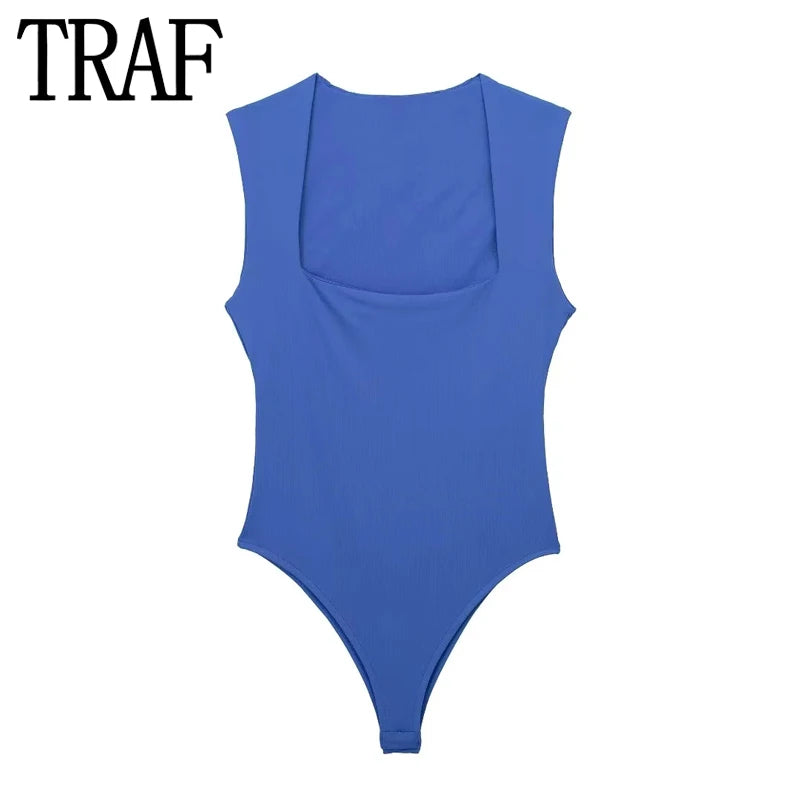 Body Mujer 2025 Sin Mangas Cuello Cuadrado | Bodycon Ajustado Sexy Verano