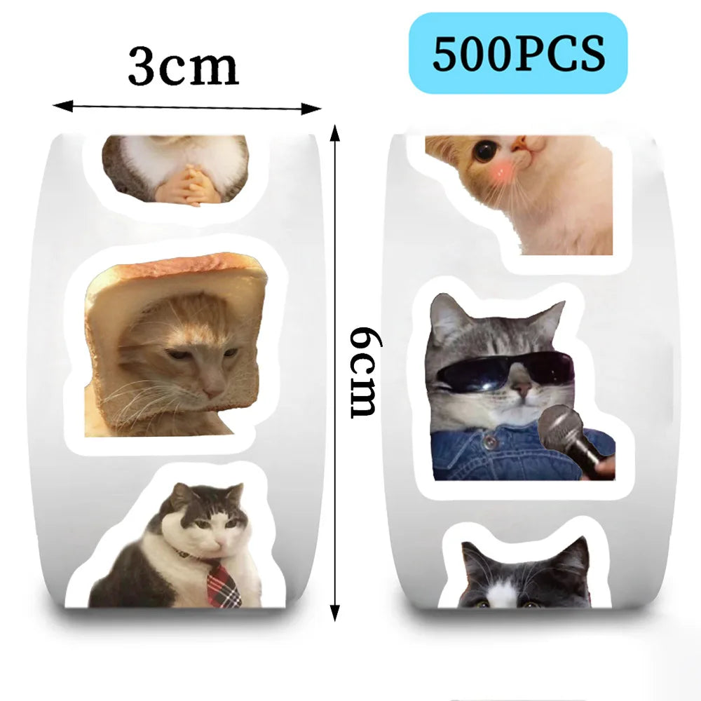 500pcs Stickers Gatos Divertidos MEME – Pegatinas Impermeables para Laptop, Teléfono, Guitarra y Más