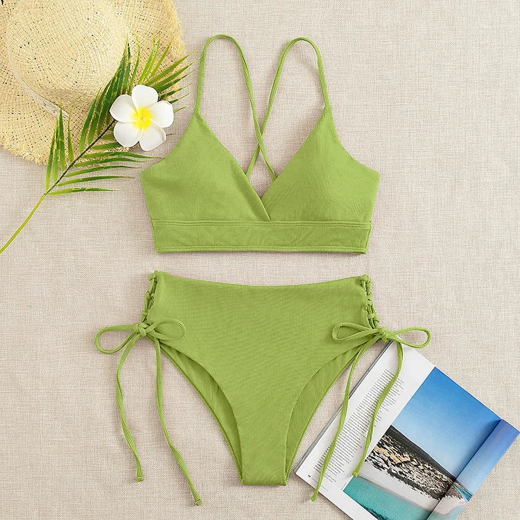 Bikini Sexy Mujer | V-Neck Split Triangular Playa y Piscina