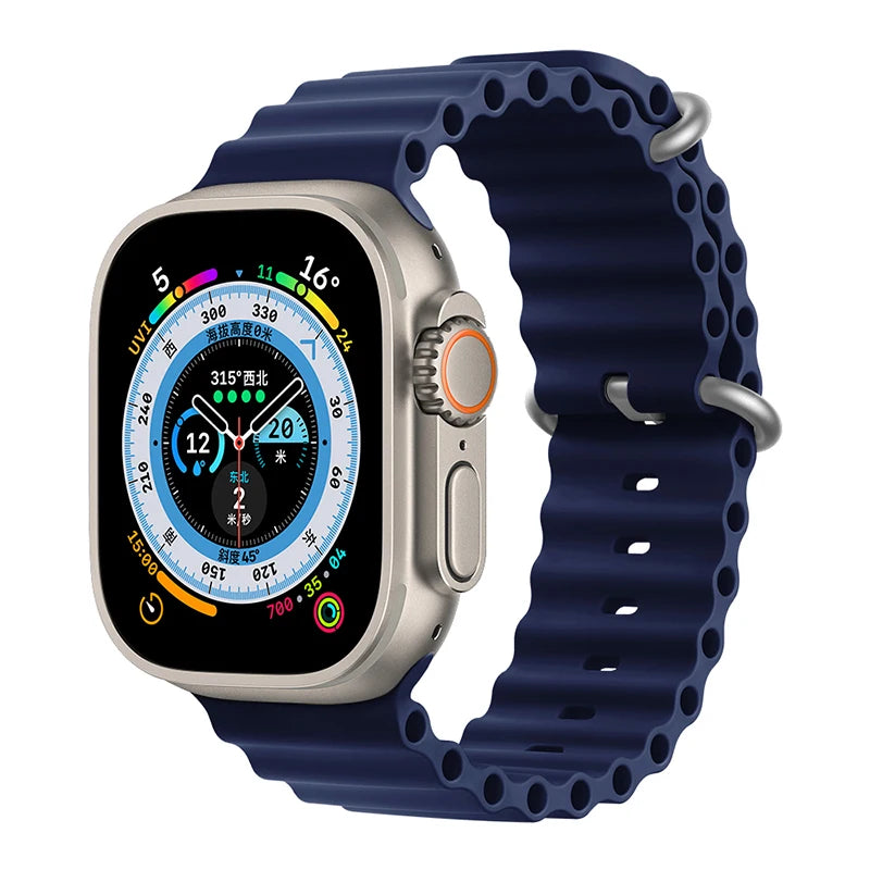 Correa Ocean de silicona para Apple Watch – Compatible Ultra 2, Series 10-5 (38mm-49mm)