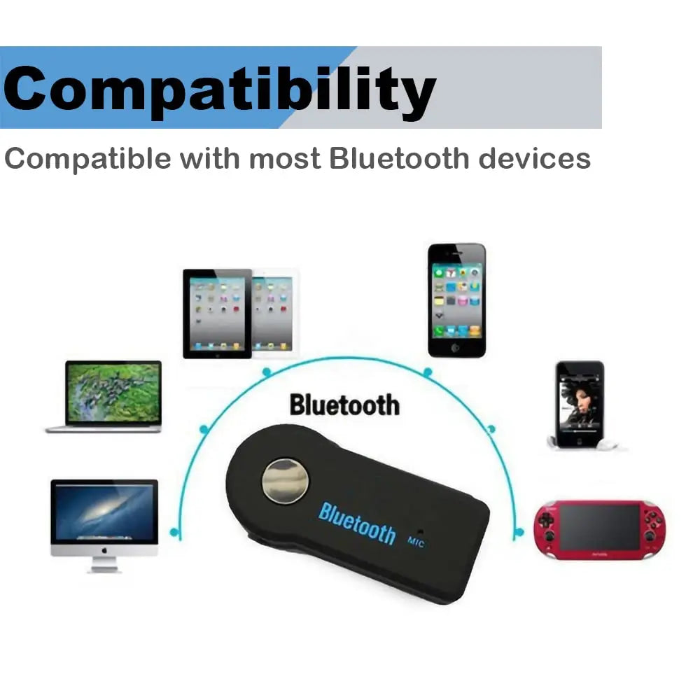 Receptor Bluetooth 5.0 AUX para Coche | Adaptador de Audio Inalámbrico 3.5mm con Micrófono | Transmisor de Música y Manos Libres