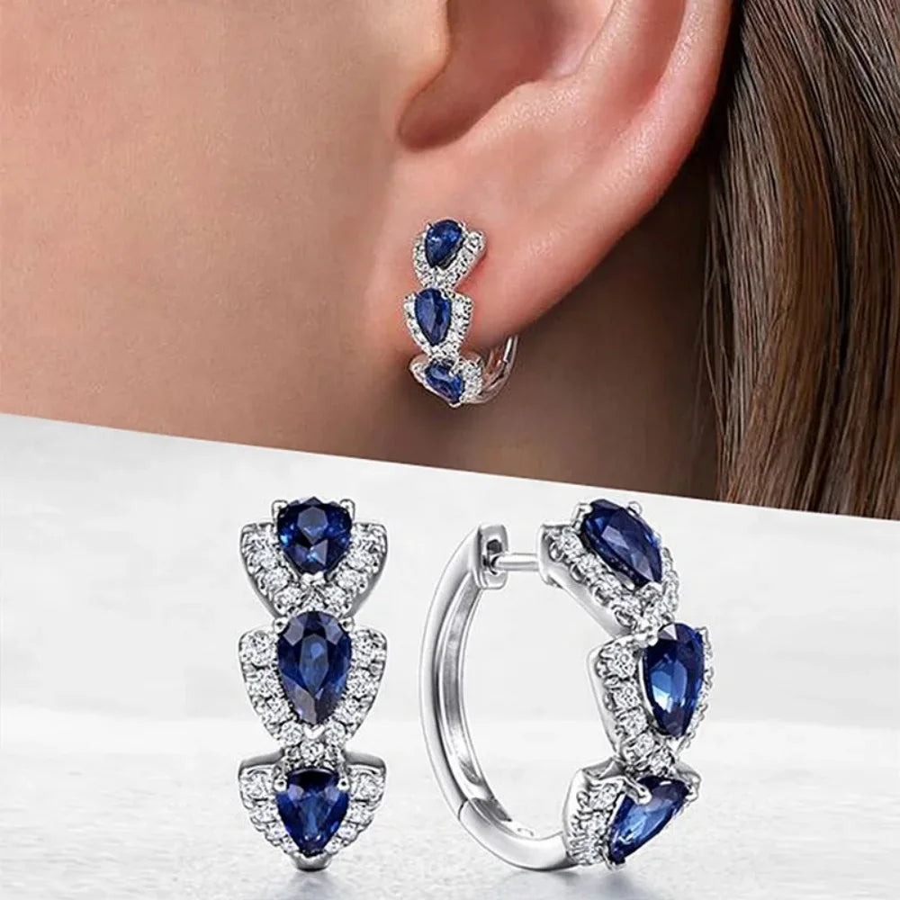 Pendientes Elegantes Redondos con Cristales – Aretes Colgantes de Lujo para Mujer, Joyería de Moda