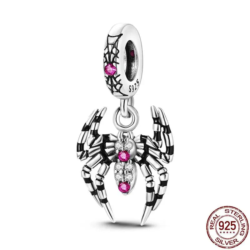 Charm camaleón y luciérnaga en plata 925 – Dije animal brillante, compatible Pandora, pulsera y collar mujer