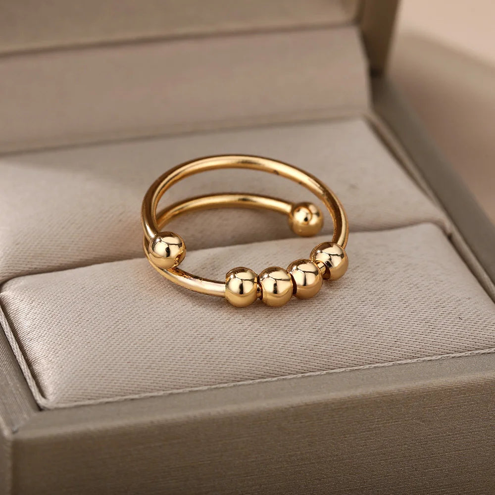 Anillo Giratorio Anti Estrés de Acero Inoxidable – Spinner Ring Unisex para Ansiedad y Relajación