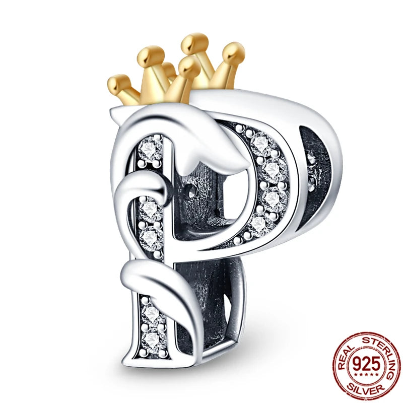 Charm letra A-Z en plata 925 – Abalorio inicial alfabeto para pulseras o collares tipo Pandora, joyería personalizada mujer