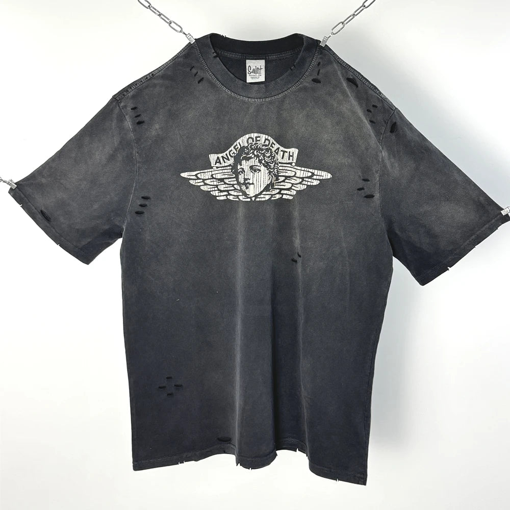 Camiseta Y2K SAINT OF MICHAEL – T-shirt Vintage Oversize con Estampado Gráfico Casual Streetwear para Hombre