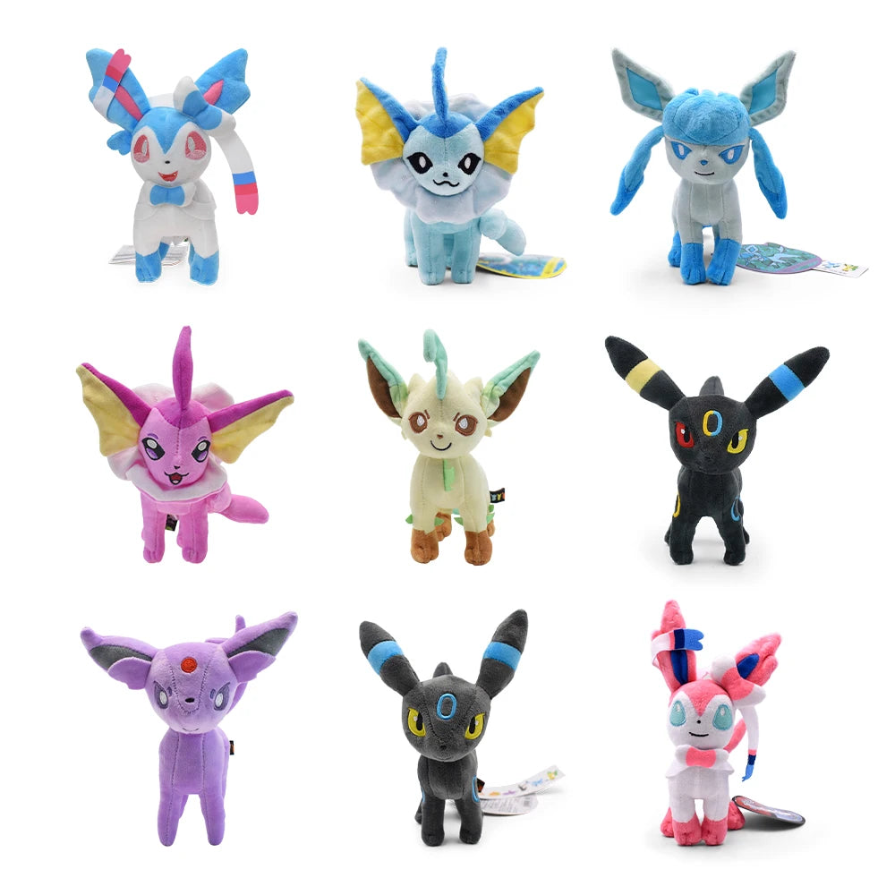 Peluches Pokémon Eeveelutions | Leafeon, Vaporeon, Glaceon, Sylveon, Espeon, Umbreon | Suaves y Coleccionables