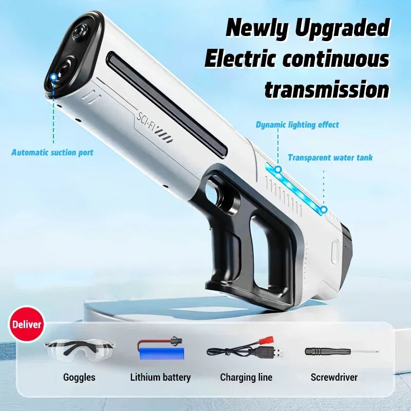 Pistola de Agua Automática Eléctrica – Juguete Portátil de Verano para Niños y Adultos | Diversión en Playa y Piscina