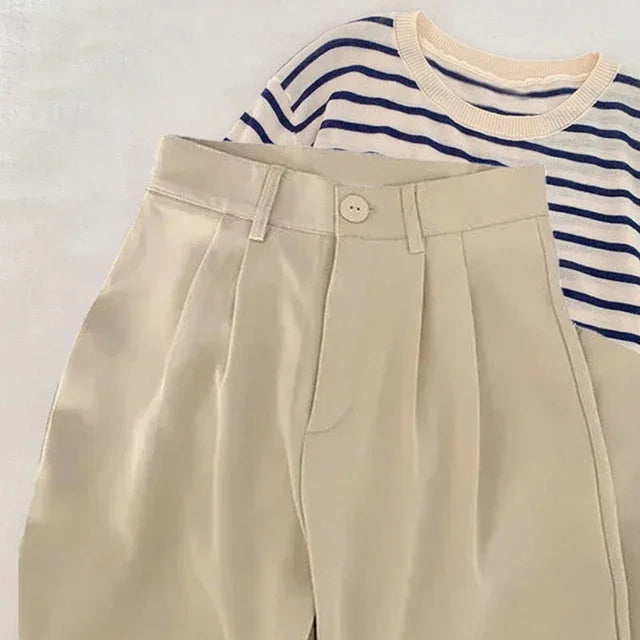 Pantalón de Mujer Cintura Alta 2024 | Pantalón Recto de Oficina Estilo Coreano Casual Elegante