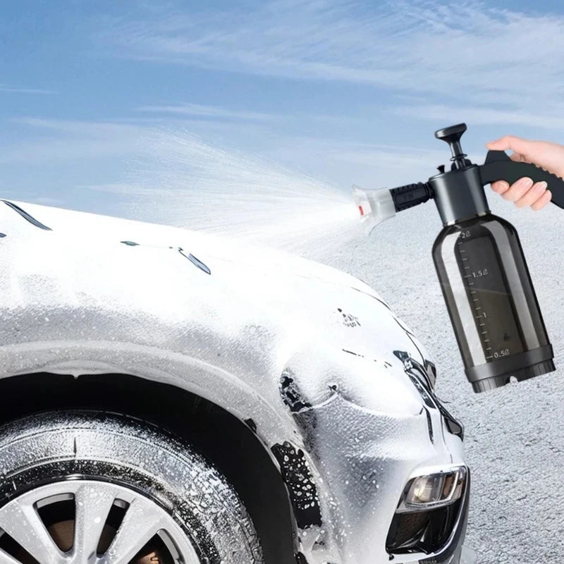 Pulverizador de Espuma Transparente 2L | Manual a Presión para Lavado de Autos y Limpieza