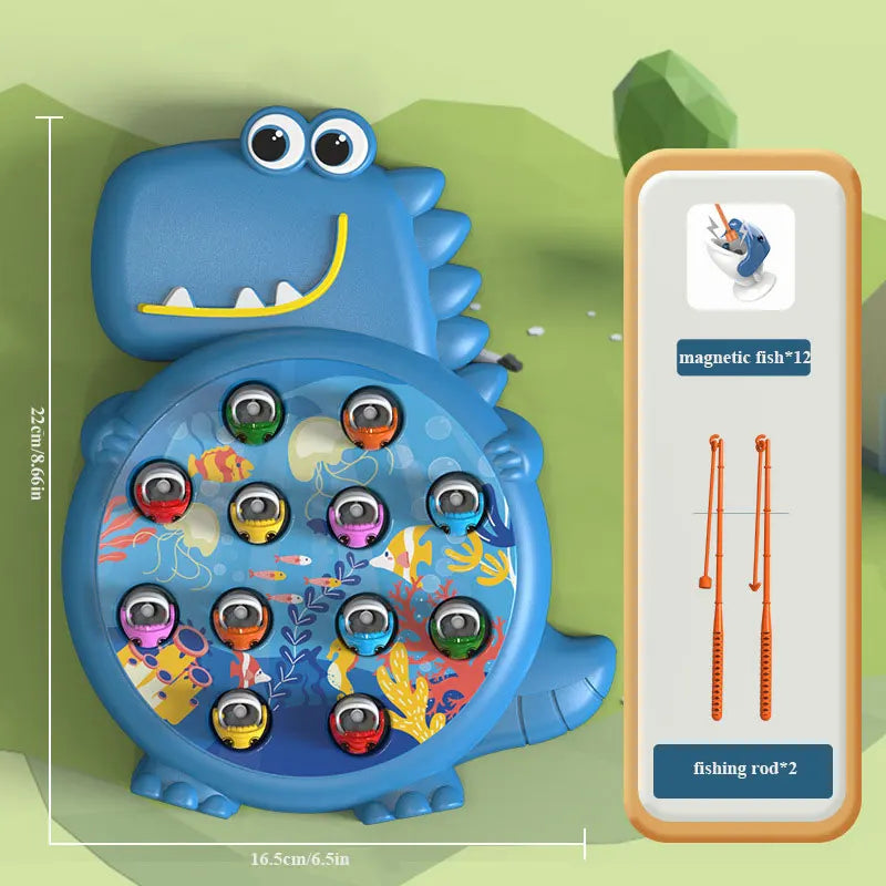 Juguete de Pesca Magnética Dinosaurio – Juego Educativo Montessori con Caña para Niños y Bebés