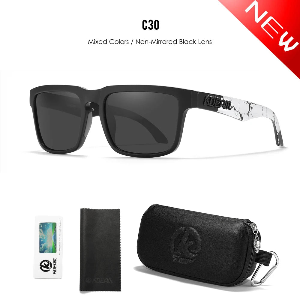 Gafas de Sol Polarizadas KDEAM Unisex | Diseño Cuadrado Casual con Estuche Rígido