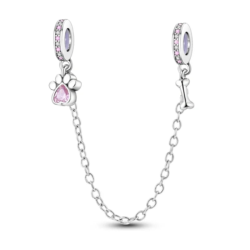 Charm de seguridad en plata 925 – Serie copo de nieve, luna, estrella, corazón y moño para pulseras tipo Pandora