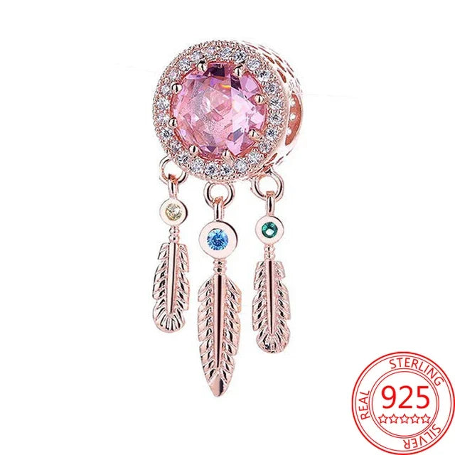 Charm Colgante Pareja Plata 925 y Oro Rosa | Compatible Pandora Original | Pulsera o Collar Mujer