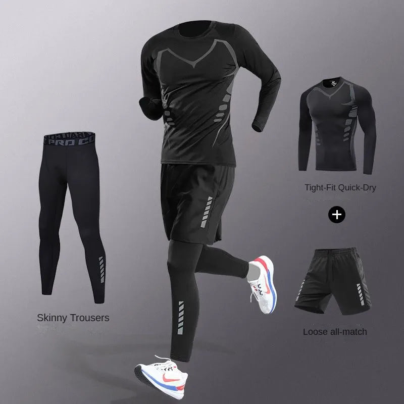 Conjunto Deportivo de Hombre 3-7 Piezas – Tracksuit Completo de Fibra Ice, Secado Rápido para Running, Gym, Ciclismo y Fitness