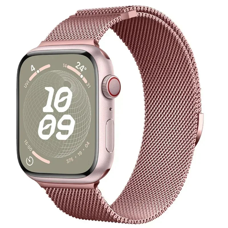 Correa Milanese para Apple Watch Ultra/SE/Series 9/8/7/6/5/3 – Pulsera Magnética de Acero Inoxidable 49mm 45mm 44mm 41mm 40mm 38mm