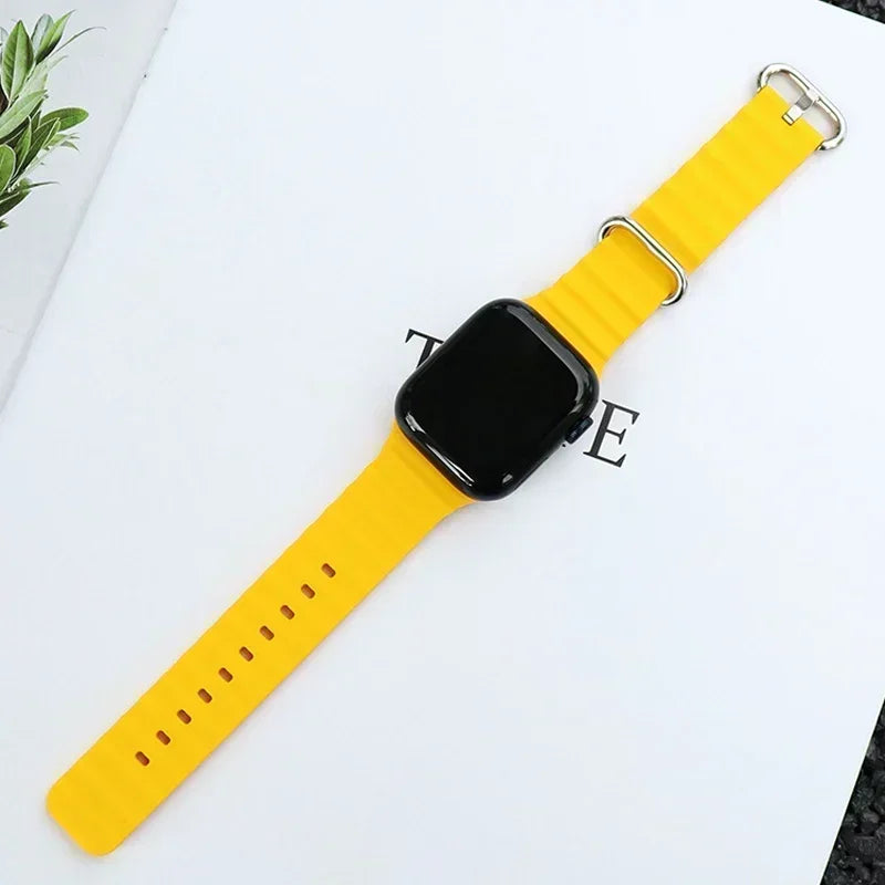 Correa Ocean de silicona para Apple Watch – Compatible Ultra 2, Series 10-5 (38mm-49mm)
