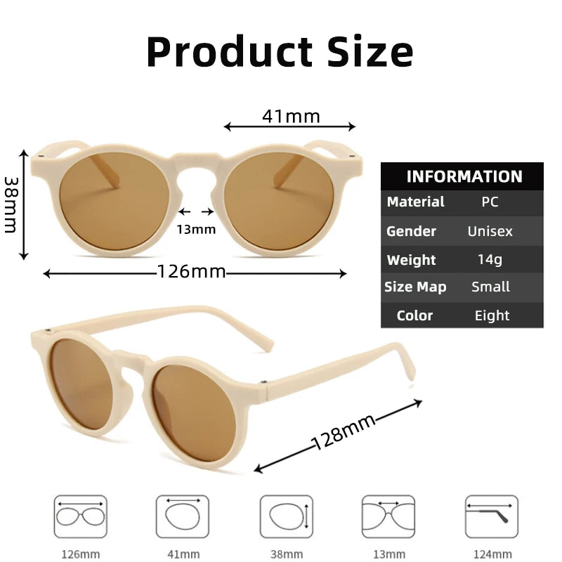Gafas de Sol Vintage Redondas para Niños | Protección UV400 Acrílico Frosted