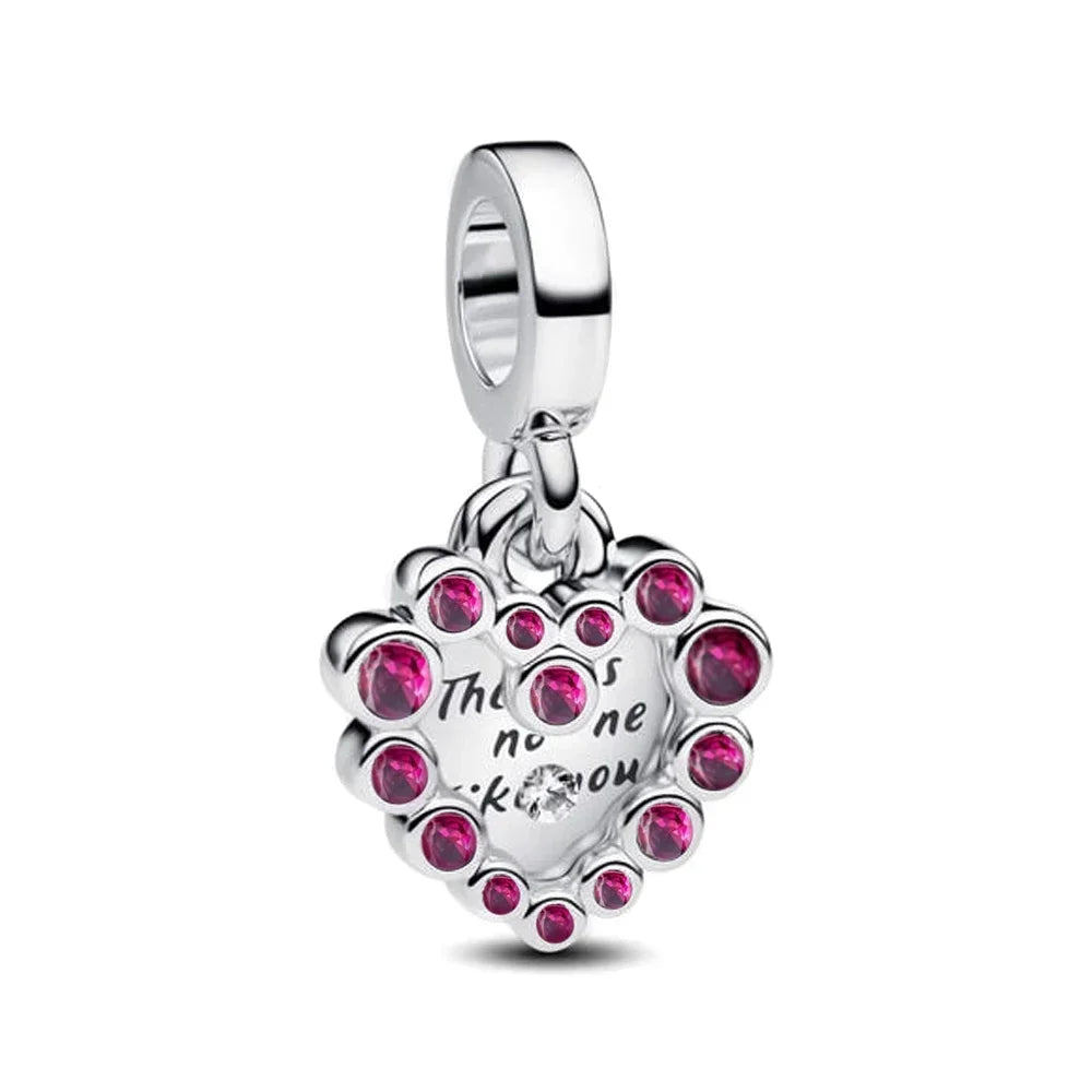 Charm Plata 925 Colgante Rosa Mariposa Corazón Flor Pájaro | Dije Para Pulsera Pandora Compatible