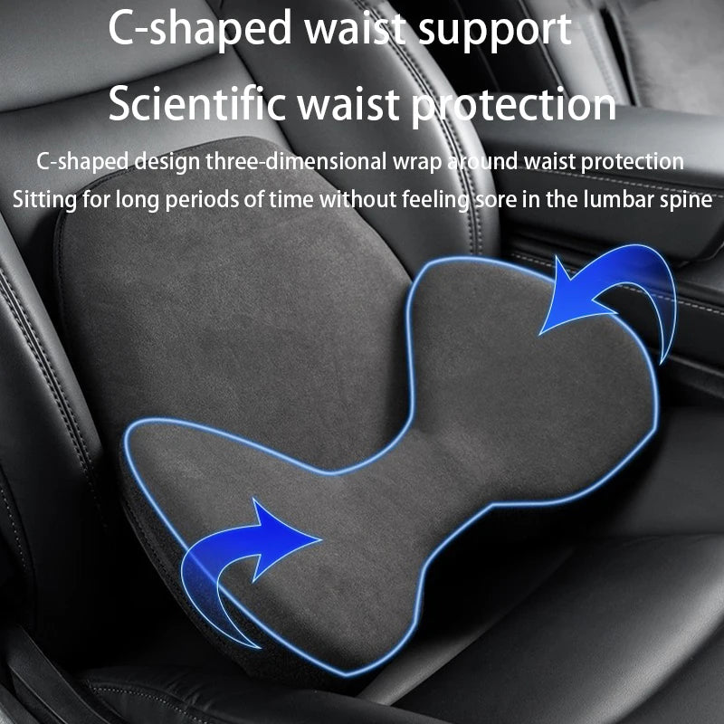 Cojín de Cuello y Soporte Lumbar en Memory Foam para Coche | Almohada Ergonómica de Viaje con Respaldo y Protección