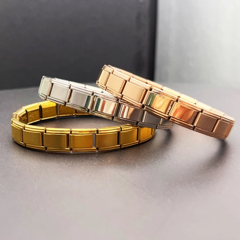 RAKOL Cadena Italiana Clásica de Acero Inoxidable – Colgante y Enlace 9mm para Pulsera DIY Hombre y Mujer