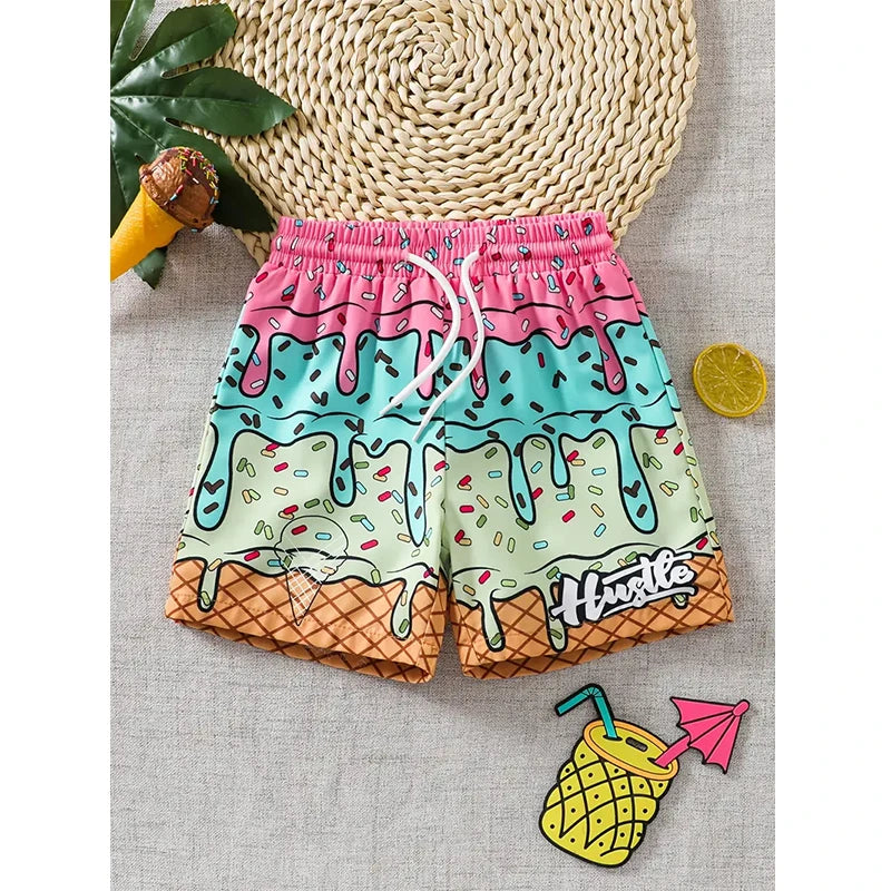 Shorts Harajuku Ice Cream para Hombre y Mujer – Pantalones Deportivos 3D, Gym, Fitness, Secado Rápido, Verano y Vacaciones