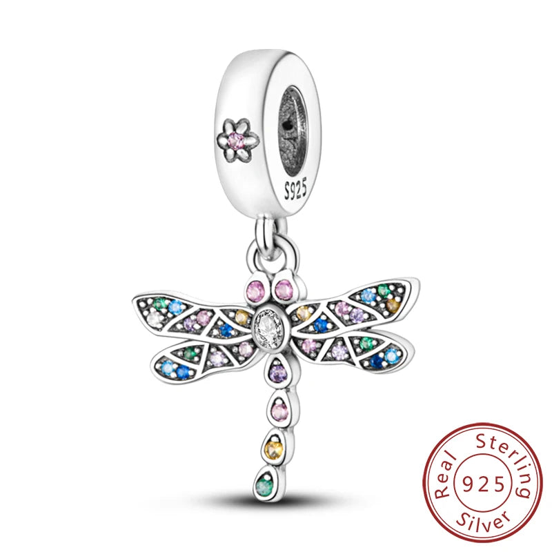 Charm de Plata 925 Luciérnaga y Mariposa Luminoso – Abalorio Brillante para Pulseras Originales