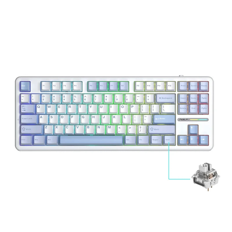 Teclado Mecánico AULA F87Pro – 87 Teclas, Triple Modo (USB/2.4G/Bluetooth), RGB, Hot-Swap y Batería 4000mAh
