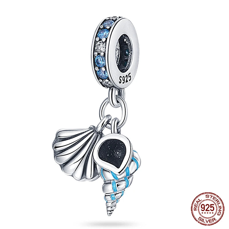 Charm Serie Océano en Plata 925 – Abalorios Tortuga, Cangrejo y Sirena para Pulsera Original Mujer