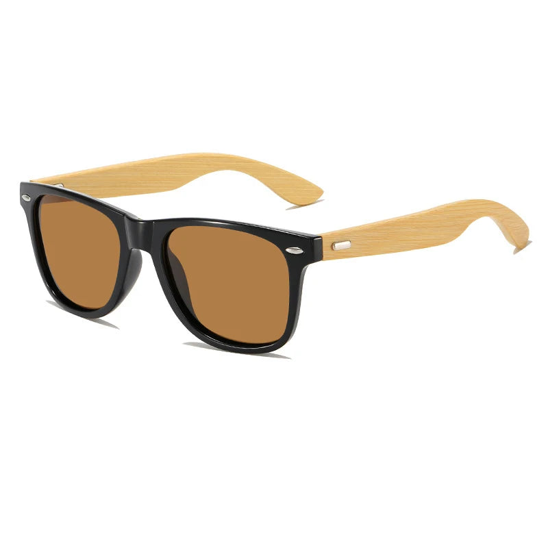 Gafas de Sol Cuadradas Bambú Vintage | Hombre Mujer Estilo Lujo UV400
