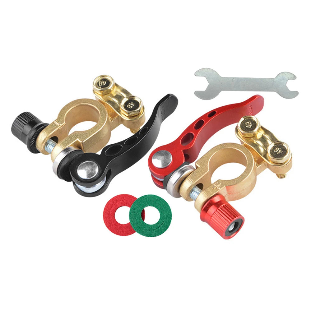 Terminales de Batería para Coche – Adaptador de Cable con Abrazaderas de Cobre, Conectores Rápidos Desconexión/Conexión para Baterías de Auto