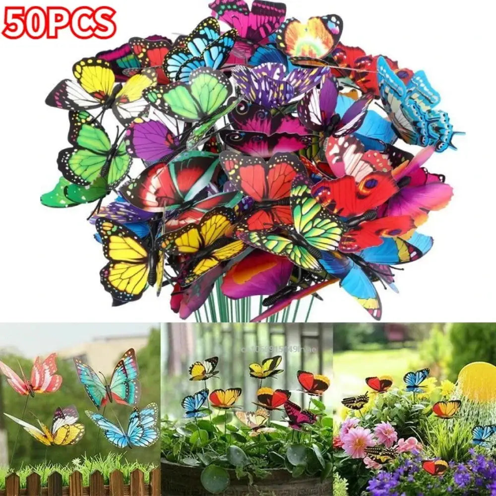 24PCS/10PCS Mariposas Decorativas 3D de PVC – Adorno de Jardín Creativo para Macetas, Flores y Exterior