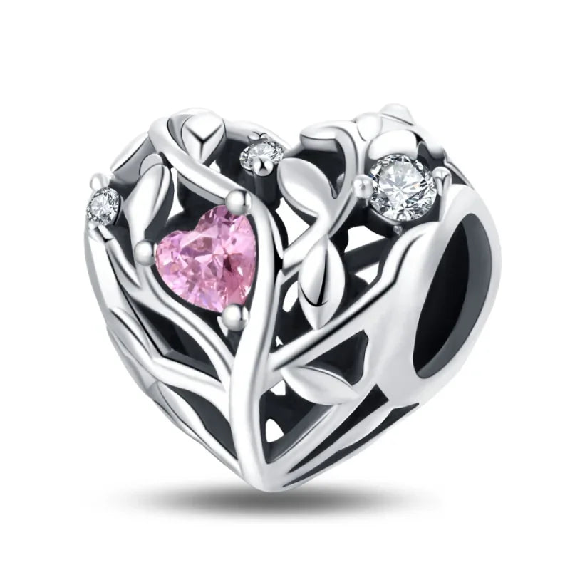 Charm Plata 925 Colgante Rosa Mariposa Corazón Flor Pájaro | Dije Para Pulsera Pandora Compatible