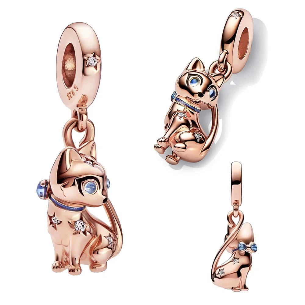 Charm Colgante Pareja Plata 925 y Oro Rosa | Compatible Pandora Original | Pulsera o Collar Mujer