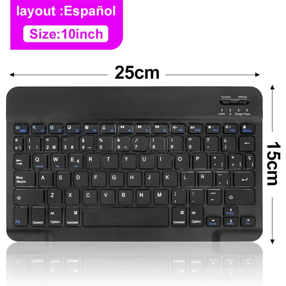 Teclado y Ratón Inalámbrico Bluetooth Universal – Compatible con iOS, Android y Windows, para iPad, Tablet y Laptop (Español, Coreano, Portugués, Ruso)