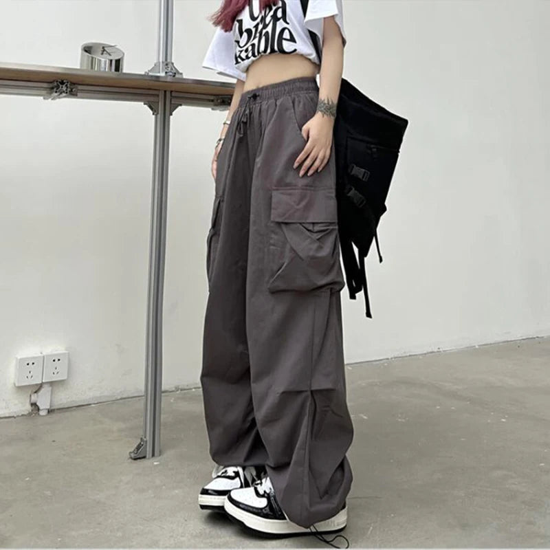Pantalones Jogger Mujer Y2K 2024 | Pantalón Oversize Low Waist con Cordón y Pierna Ancha Streetwear