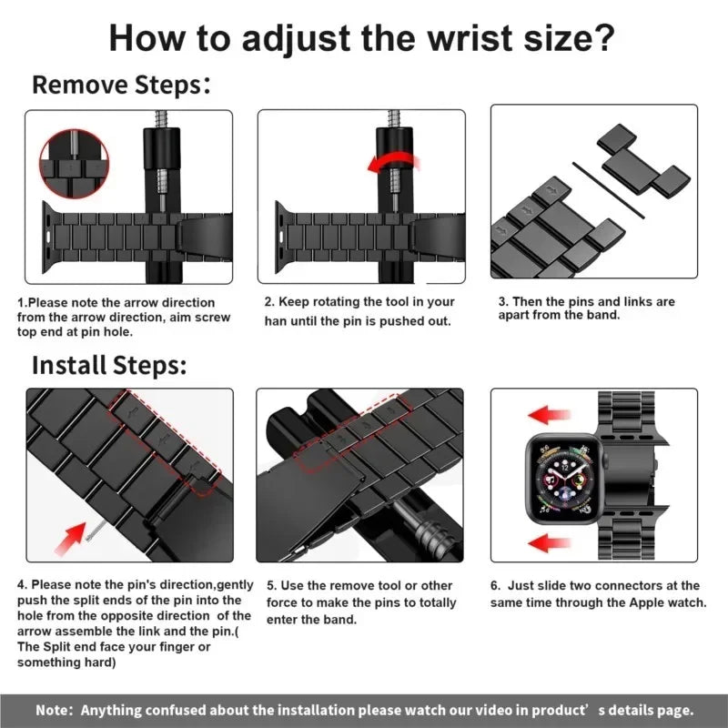 Correa de Acero Inoxidable para Apple Watch | Pulsera Metálica Ajustable 38/40/41mm - 42/44/45mm - Ultra 49mm | Compatible con Series SE/3/4/5/6/7/8