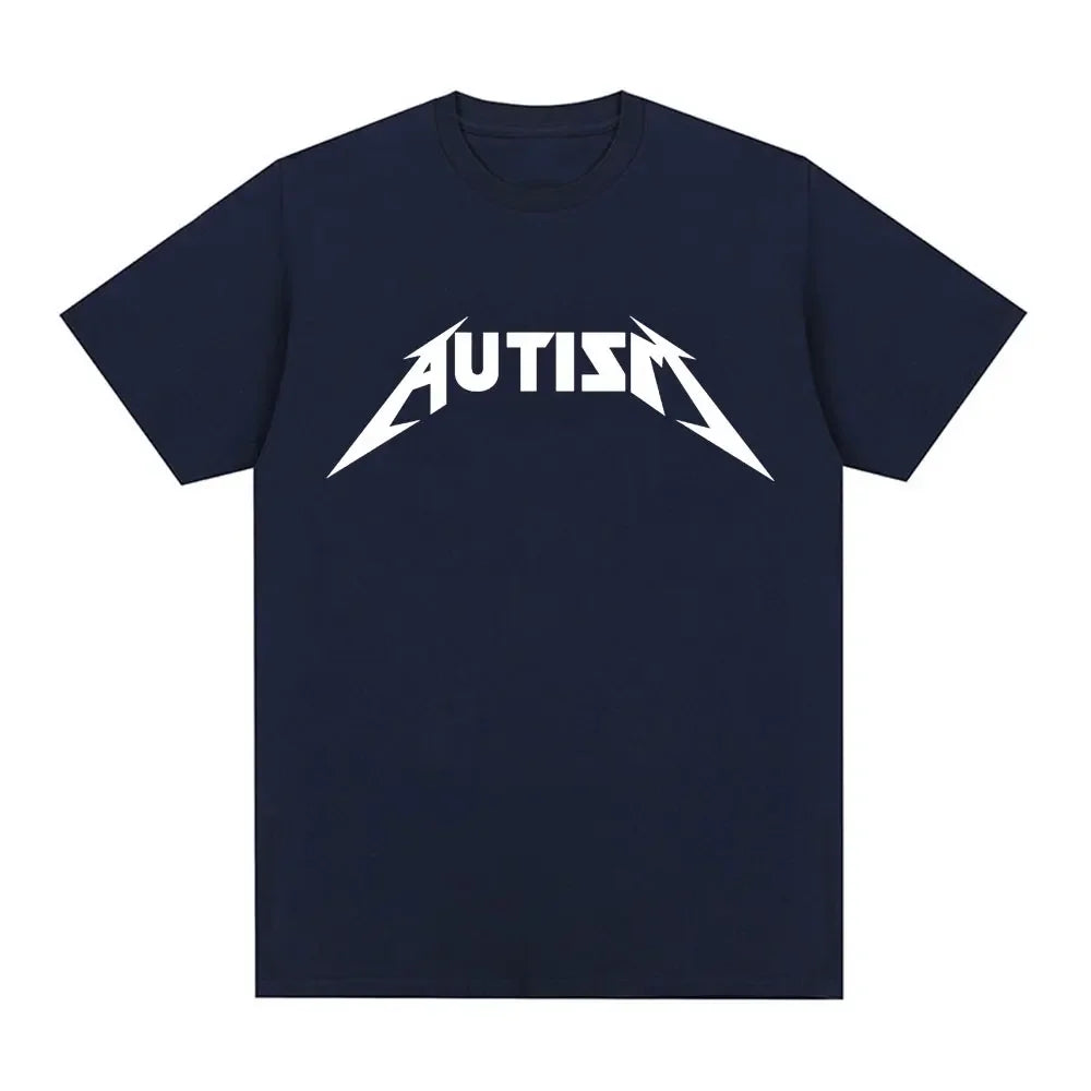 Camiseta Autism Metal Rock Meme | Hombre y Mujer | Hip Hop Oversized Manga Corta Verano