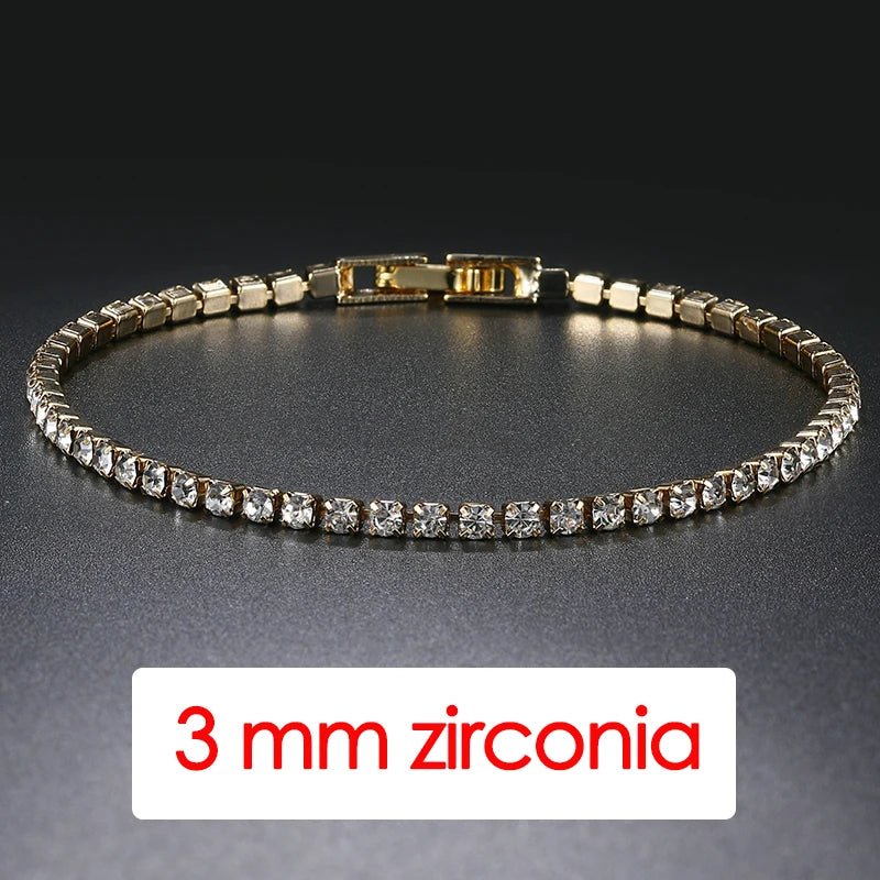 Pulsera tenis mujer plata con circonias AAA+ – Joyería elegante hip hop, cristal brillante para bodas y moda juvenil